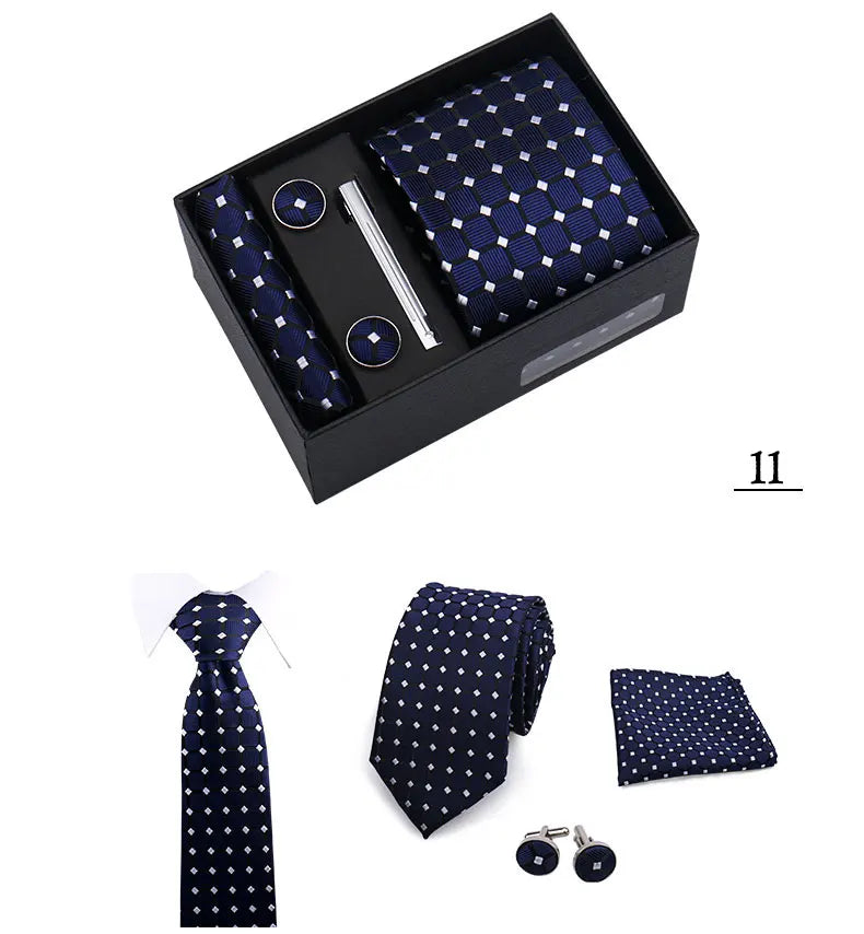 Tie Men With Box Top Quality Business Ties Hanky Cufflink Set Clips Green Necktie Corbatas For Men Wedding In Gift Box Gravatas
