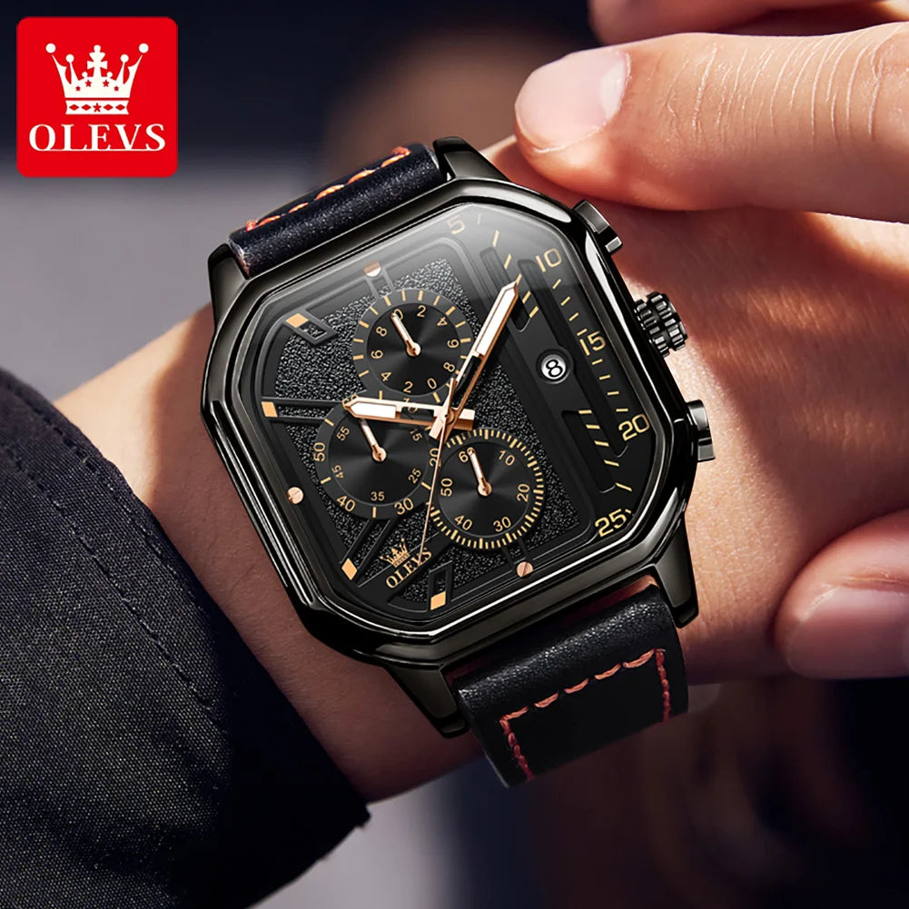 Men’s Square Sports Watch – Bold Black Dial & Modern Statement Design