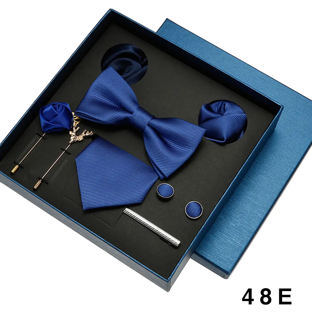 Luxury Men’s Bow Tie Gift Set with Pocket Square, Cufflinks & Lapel Pin
