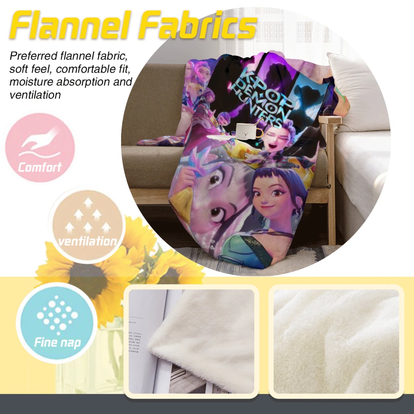 Saja Boys KPop Demon Hunters Blanket Soft Cozy Throw Blanket Gift Warm Flannel Blankets and Throws for Couch Sofa Bed