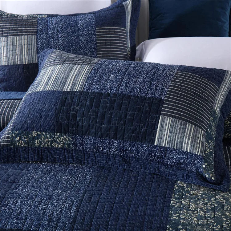 Vintage Cotton Patchwork Quilted Bedspread Set