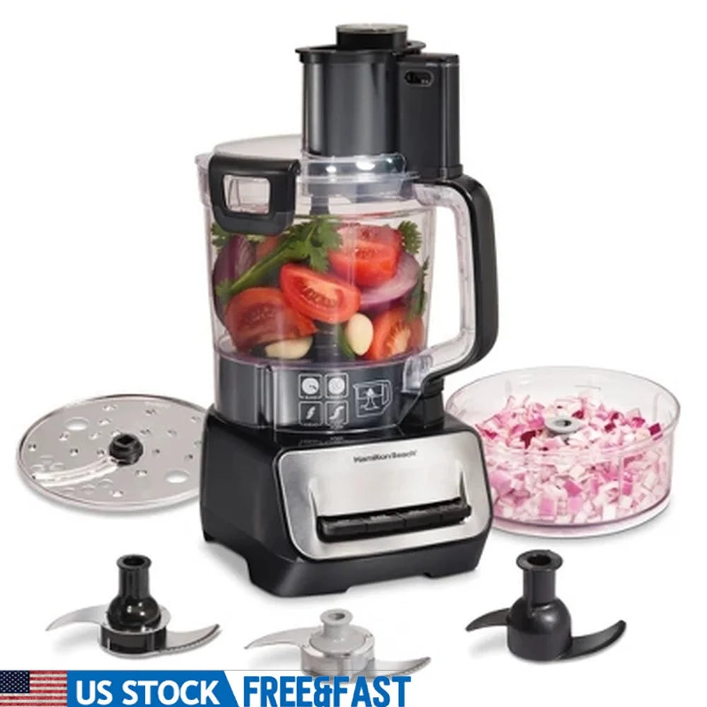 Dual Bowl Food Processor 14 Cup 500W With 3 Speeds Chopper