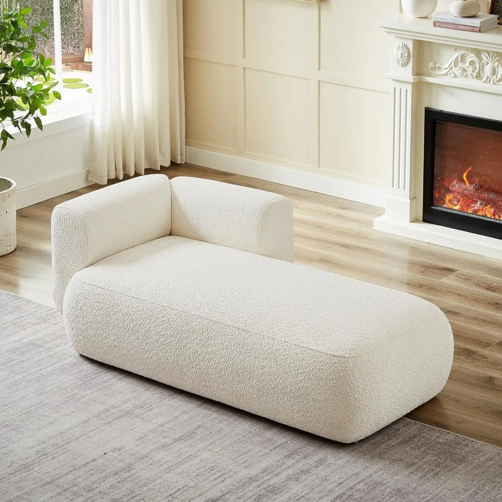Upholstered Chaise Lounge Indoor for Living Room Bedroom Office Chaise Lounge Sofa：Boucle Fabric Modern Leisure Sofa Recliner Ch