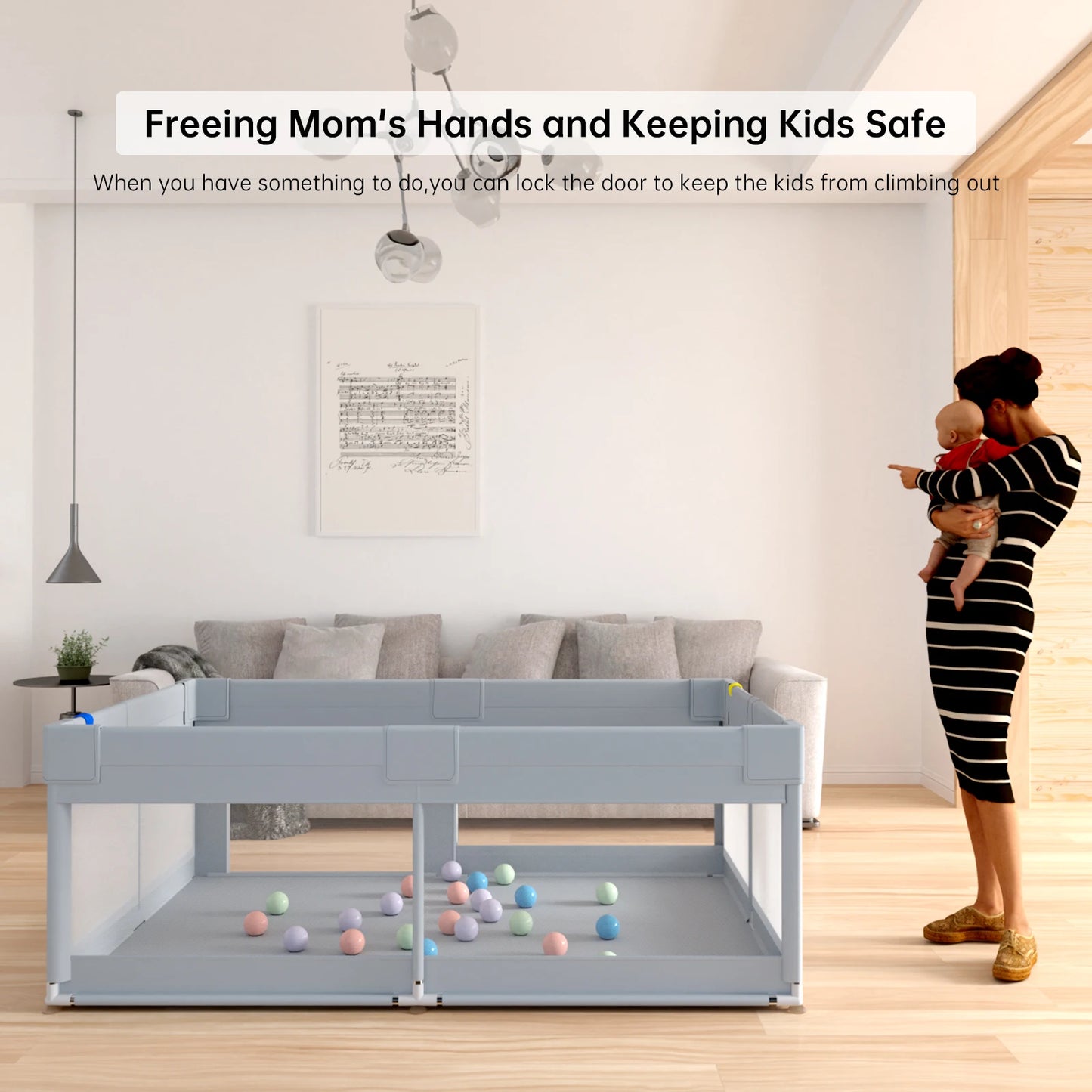 Baby Playpen For Kids Breathable Mesh Indoor Outdoor 70x47