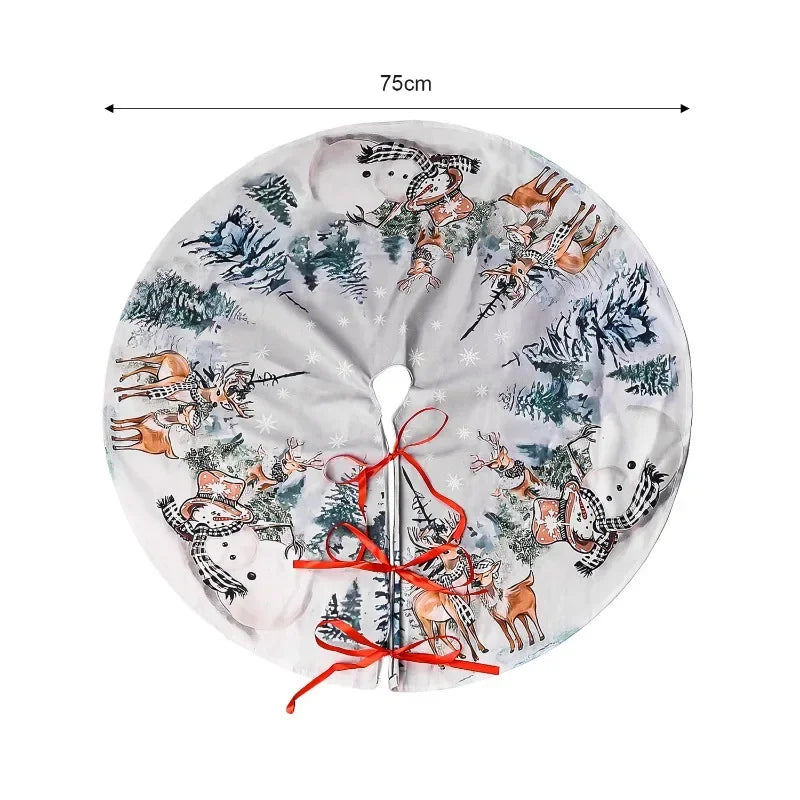 Christmas Tree Skirt Xmas Tree Mat Plush Trees Skirts Flowers Surround Bottom Carpet Base Round Cover Rug New Year Party Decor