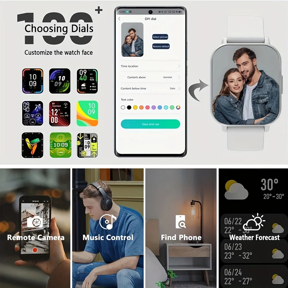 Bluetooth Smart Fitness Watch with Call, Message & Health Tracking