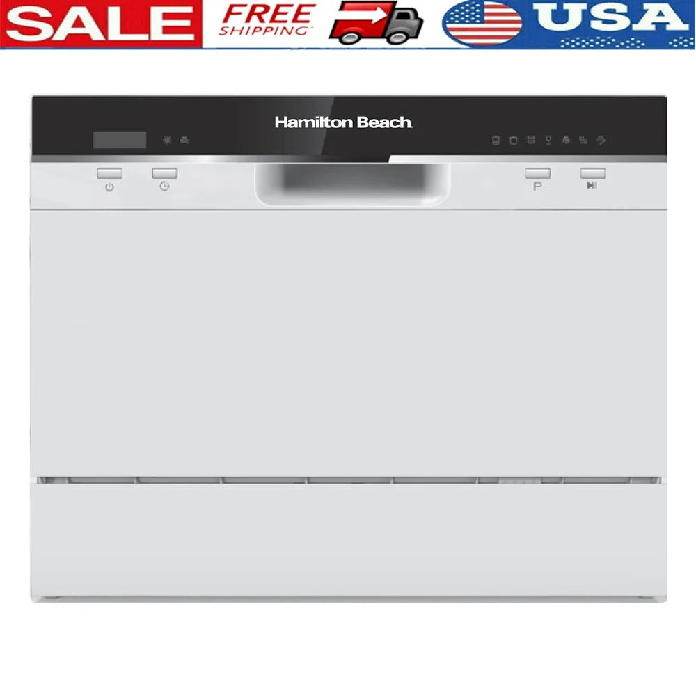 Compact Countertop Dishwasher with Electronic Controls 2 Programs Heavy Normal Small Kitchens Apartments RV Efficient Water
