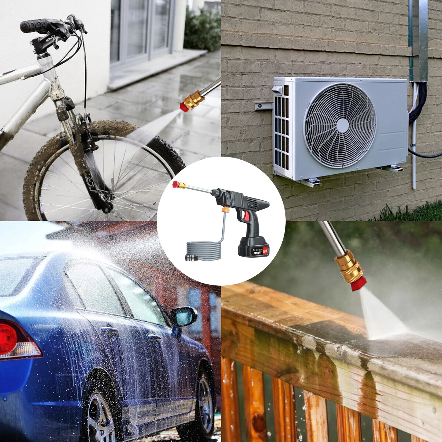 Portable Cordless High Pressure Washer with Rechargeable Battery for Cars, Patios, Driveways & Outdoor Cleaning