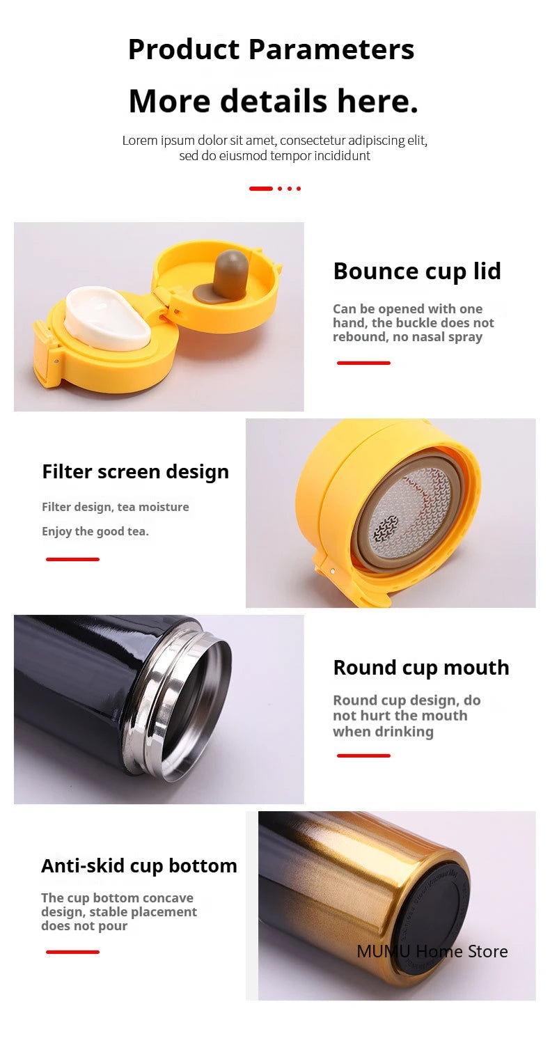 380ML/510ML Thermal Mug Double-layer Stainless Steel Coffee Cup Tea Vacuum Flask Thermos Water Bottle Leak-proof Thermos Mug