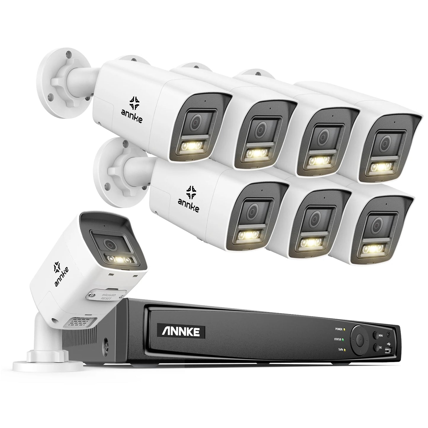 ANNKE 8CH 4K Ultra HD POE Network Video Security System 8MP H.265+ IP Camera Support Two Way Audio human & Vehicle Detection 4MM