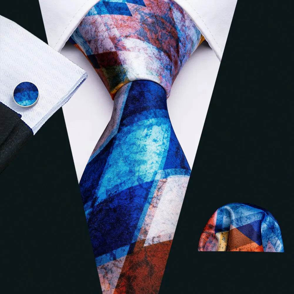 Luxury Designer Silk Tie Set for Men,  Necktie, Pocket Square & Cufflinks for Weddings, Business & Formal Events