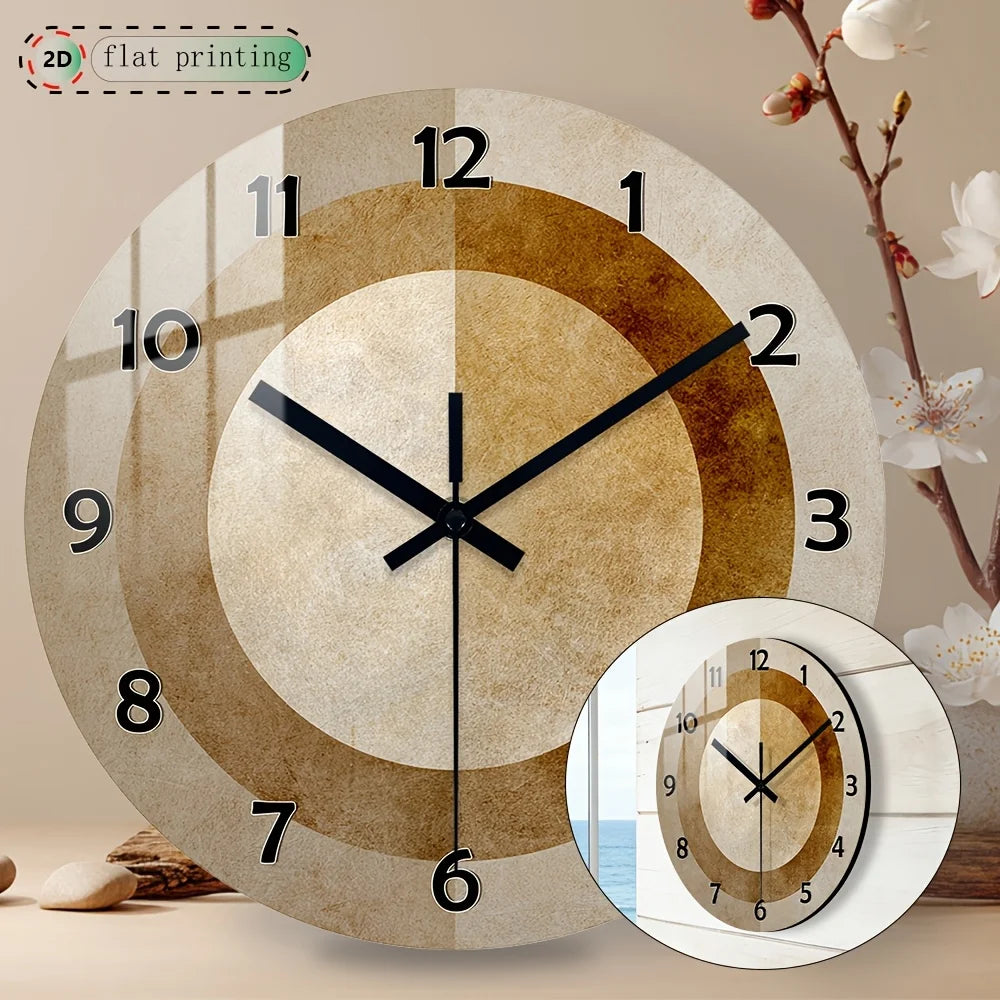 Modern Wood-Look Wall Clock – Minimalist Round Home Décor