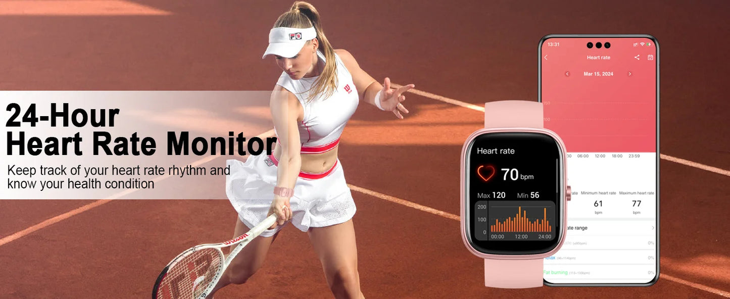 IP68 Waterproof Smart Watch with Bluetooth Calling & Fitness Tracking