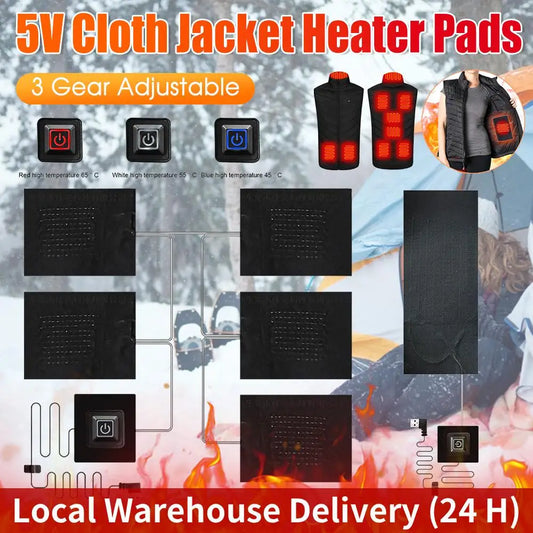 1 Set DIY USB Electric Heated Jacket Heating Pad Themal Warm Winter Heating Vest Pads For Outdoor Heated Clothing 5/4/2 Sheets