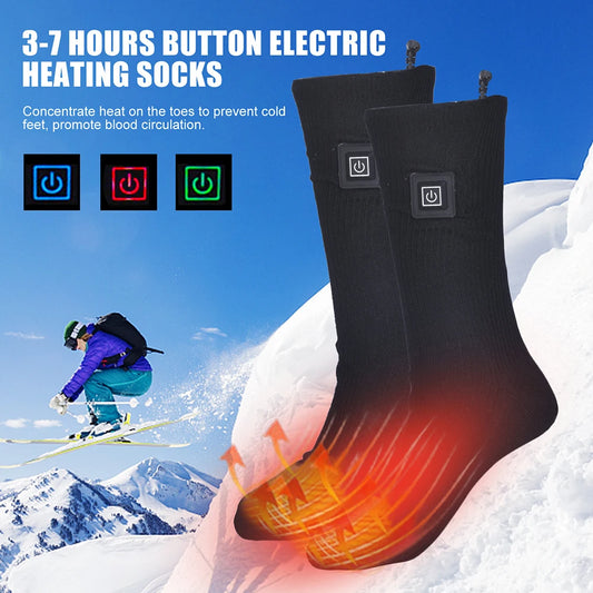 Winter Heated Socks Anti Slip Battery Powered Electric Heated Socks Cold-Proof Heating Warm Long Socks For Outdoor Skiing Hiking