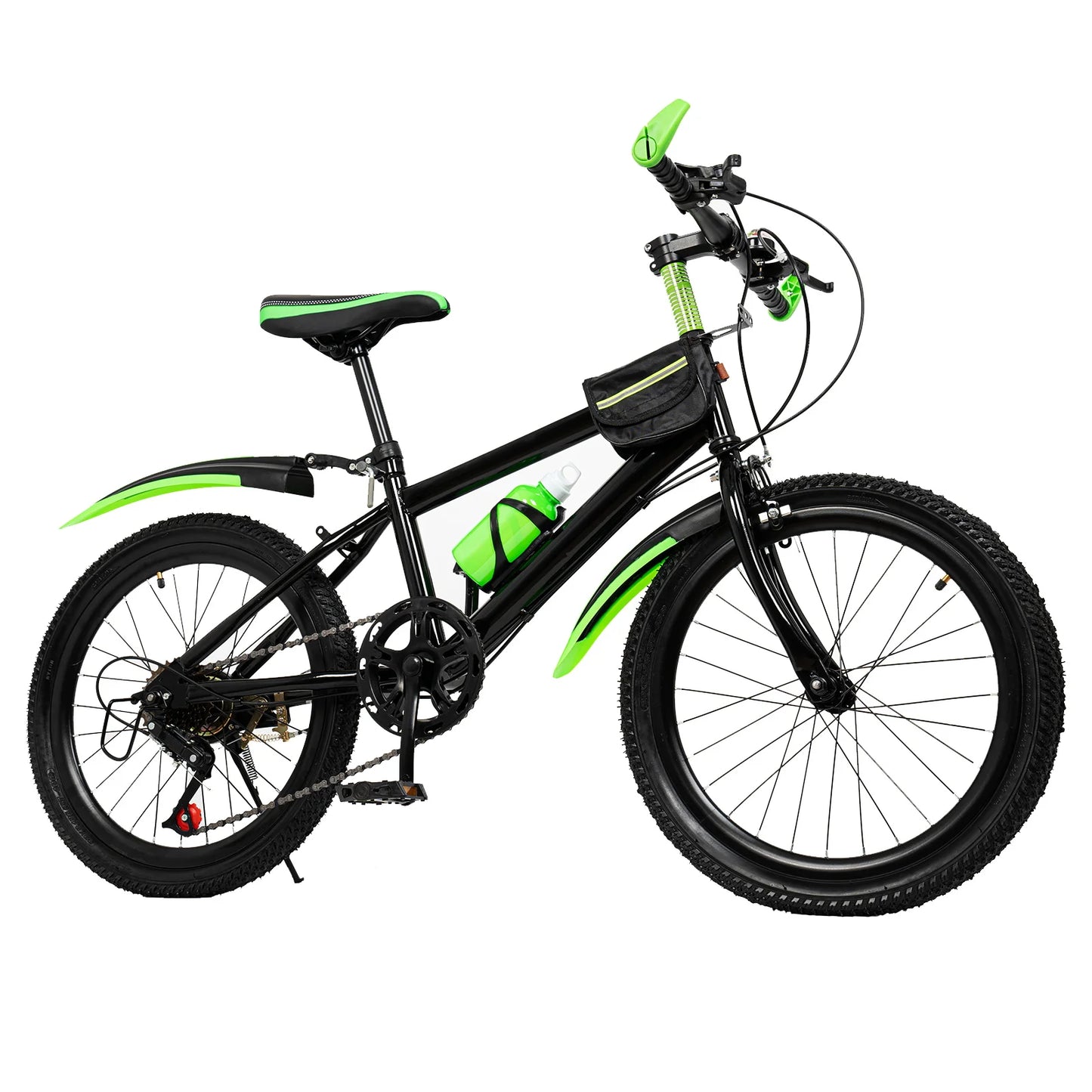 20-Inch 7-Speed Mountain Bike . Kids Bicycle with Adjustable Seat, Front Suspension & Dual Disc Brakes