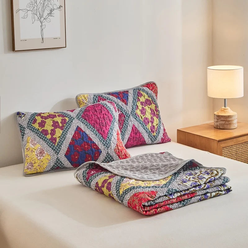 Colorful Quilted Bedspread | All-Season Coverlet Set