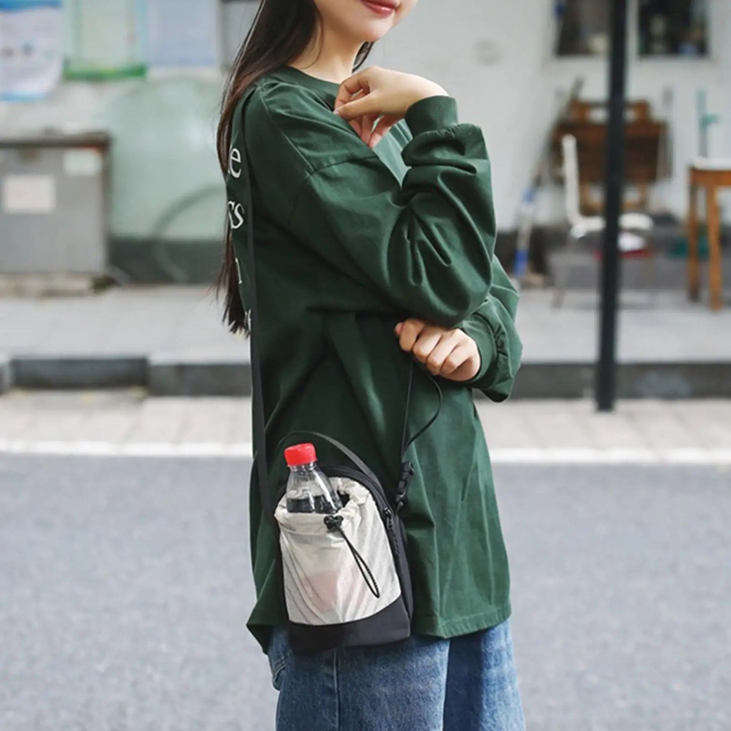 Mini Drawstring Messenger Bag. Lightweight Bucket Shoulder Bag for Travel, Shopping & Everyday Use