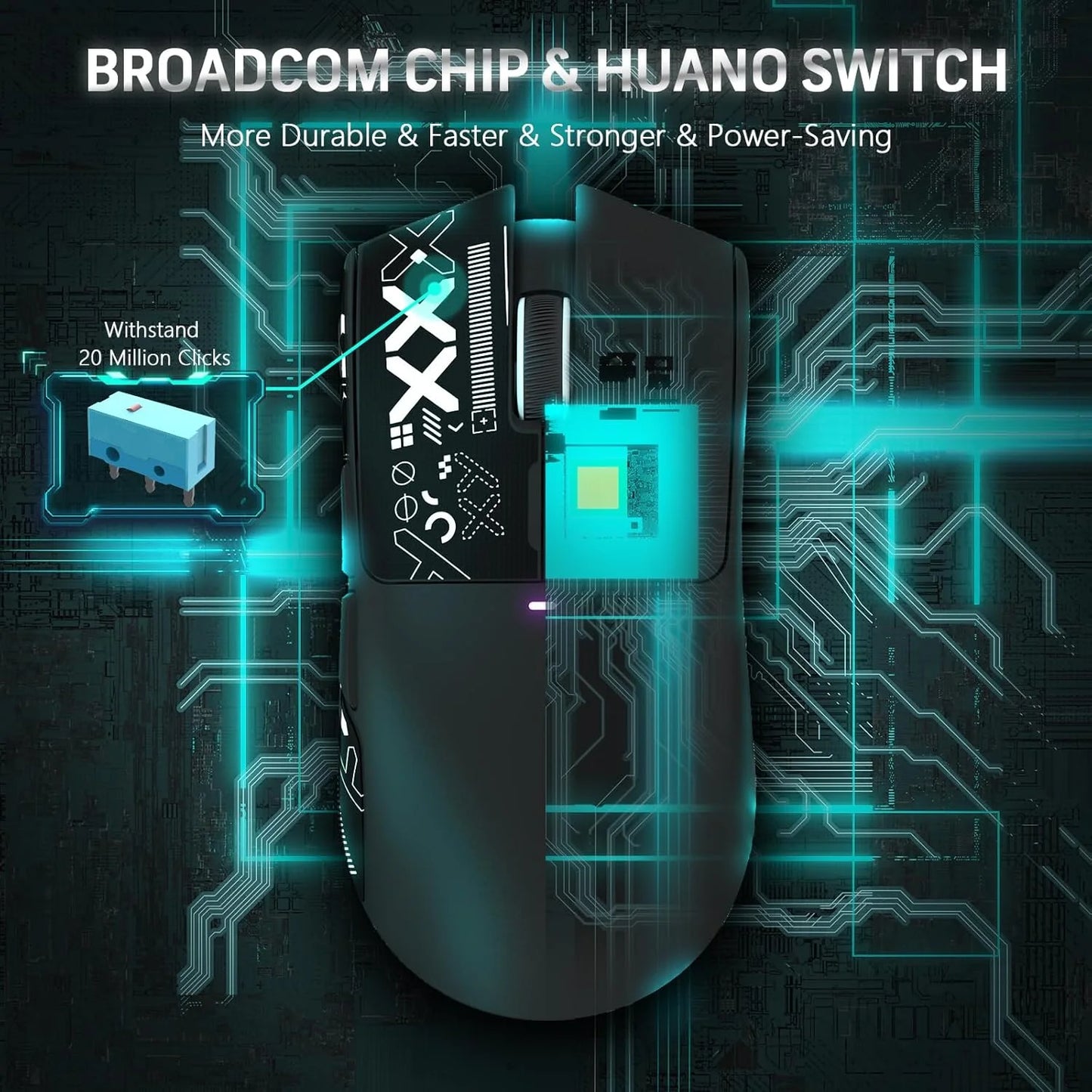ATTACK SHARK X11 Wireless Gaming Mouse with RGB Magnetic Charging Dock, Tri-Mode Bluetooth/2.4GHz/USB-C, Ergonomic Rechargeable Mouse for PC, Mac & Laptop