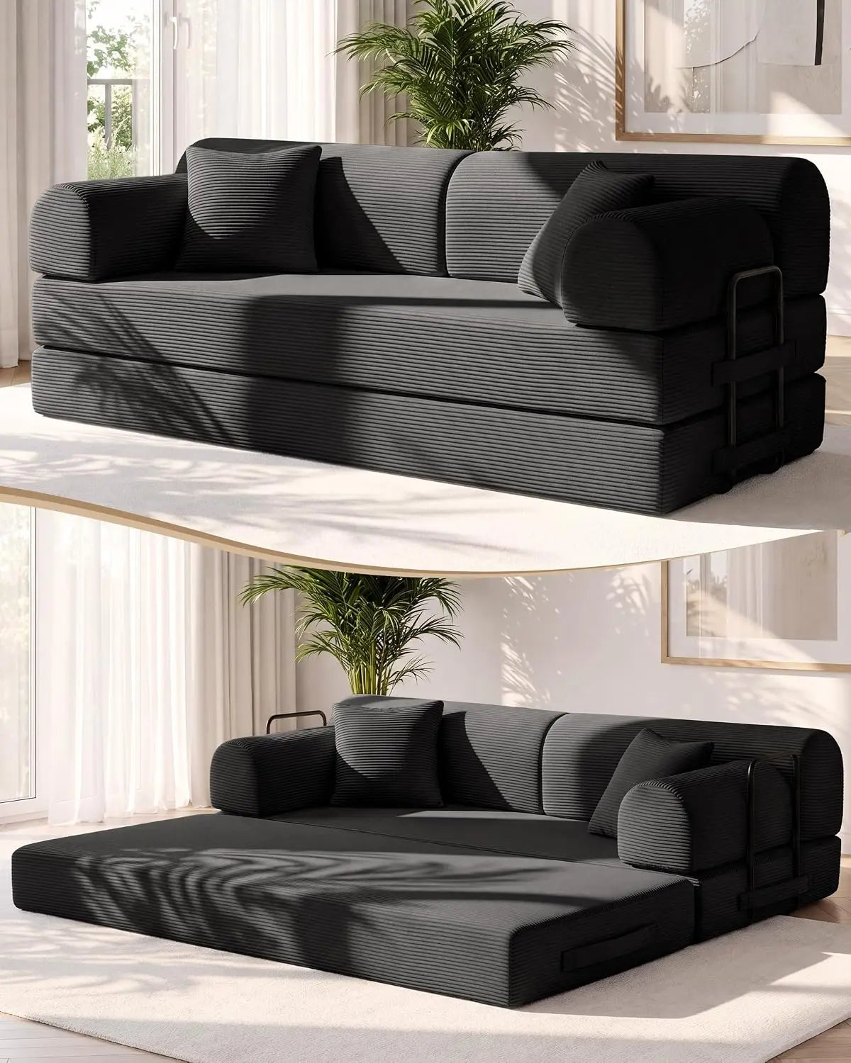 78.8-Inch Convertible Futon Sofa Bed with High Back