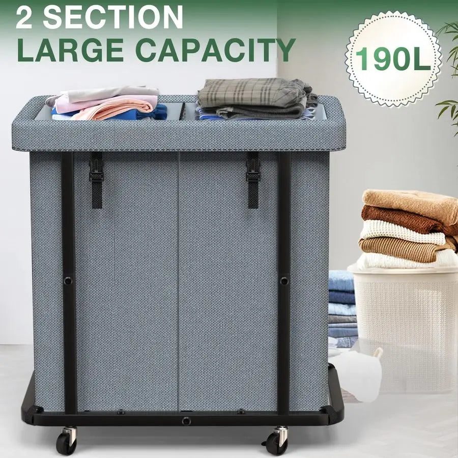 190L Extra Large Rolling Laundry Hamper with Wheels and Removable Laundry Bag