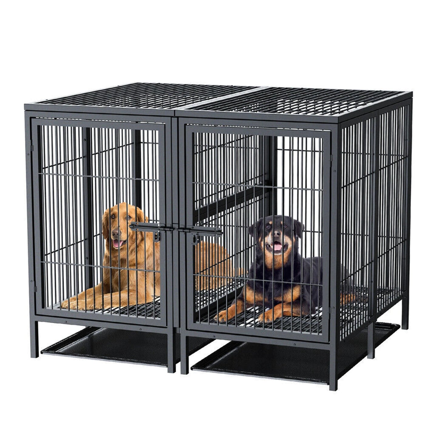 Jumbo Large Metal Pet Playpen Kennel with Secure Locking Door & Removable Tray