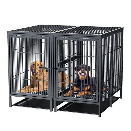 Jumbo Large Metal Pet Playpen Kennel with Secure Locking Door & Removable Tray