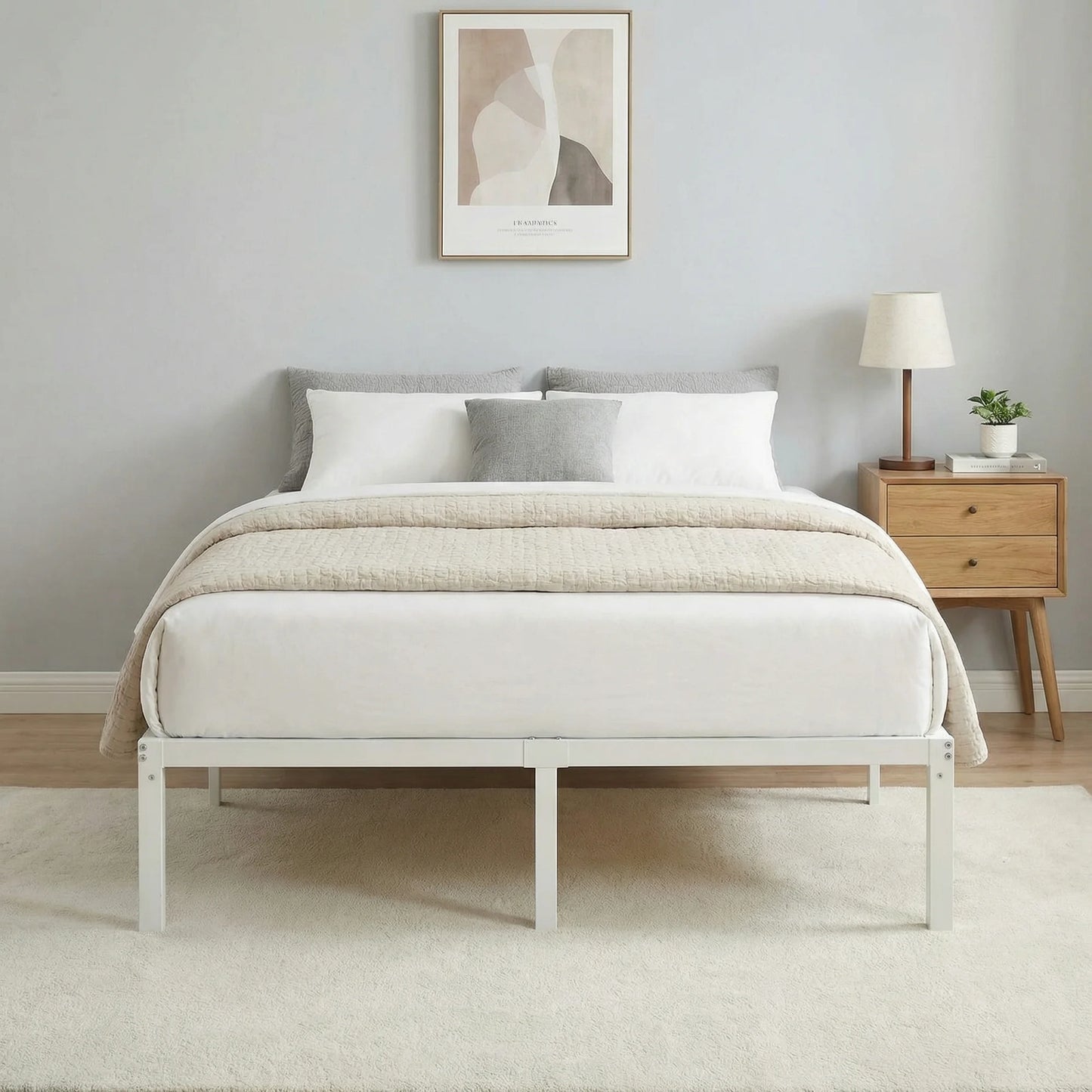 Heavy Duty Metal Bed Frame with Under Bed Storage