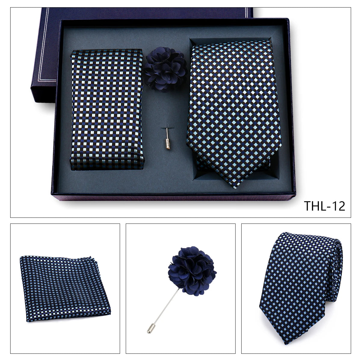 Luxury Men’s Paisley Necktie Gift Set. Silk Tie, Pocket Square, Cufflinks & Gift Box for Weddings & Business
