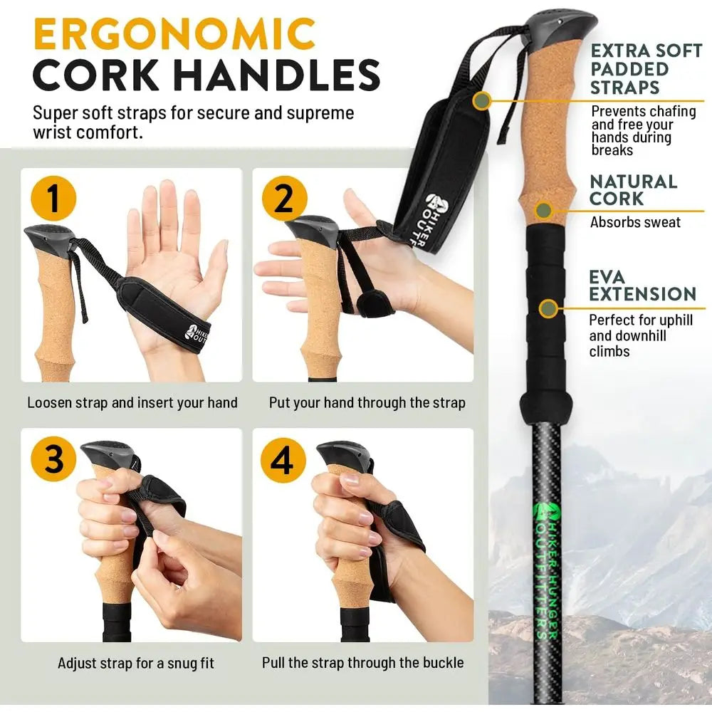 Carbon Fiber Trekking Poles .Adjustable Lightweight Hiking Sticks for Outdoor Adventures