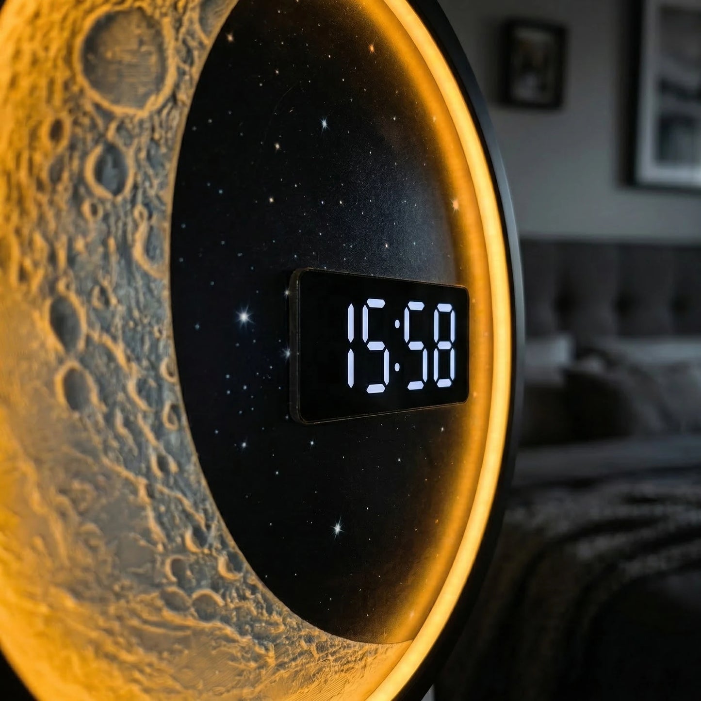 Luna Glow Moon Phase LED Digital Wall Clock