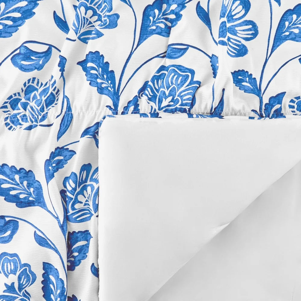 White Floral Microfiber Comforter Set With Shams Full Queen