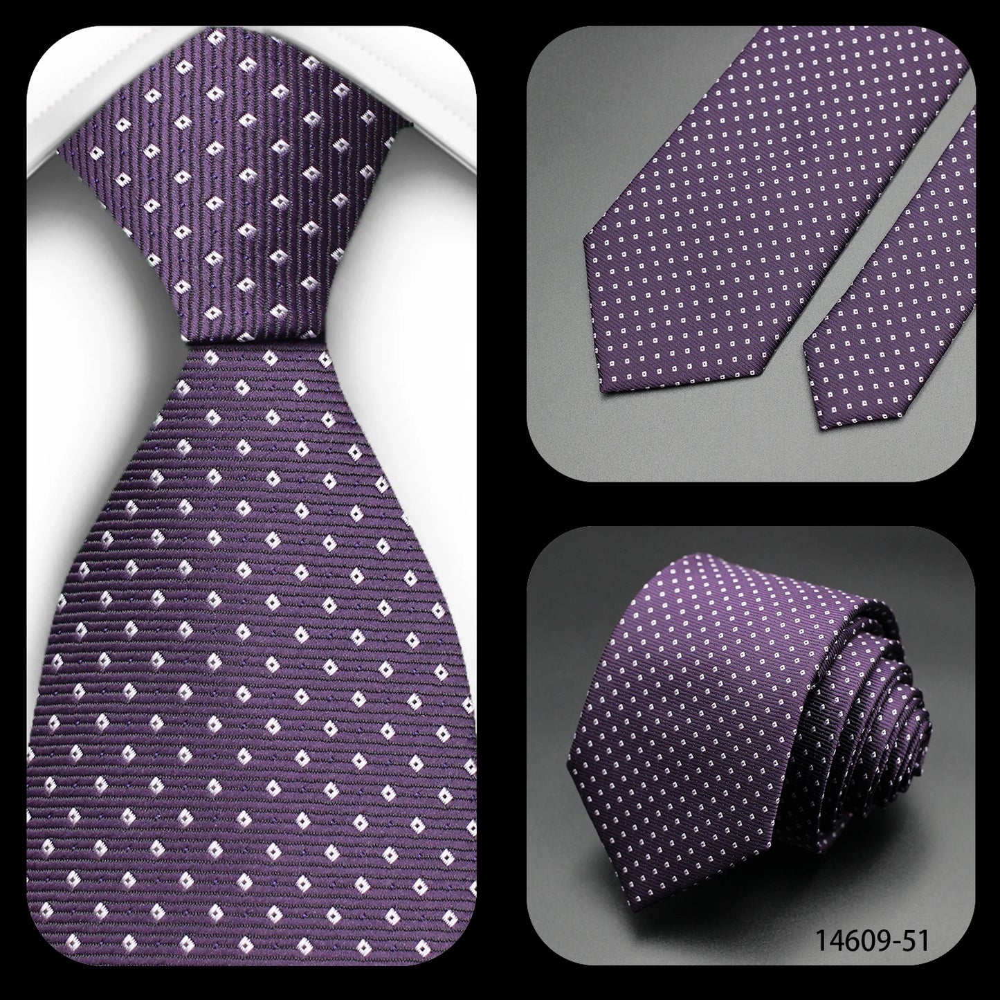 Men’s Classic 7cm Polka Dot Necktie. Luxury Business, Wedding & Formal Dress Tie