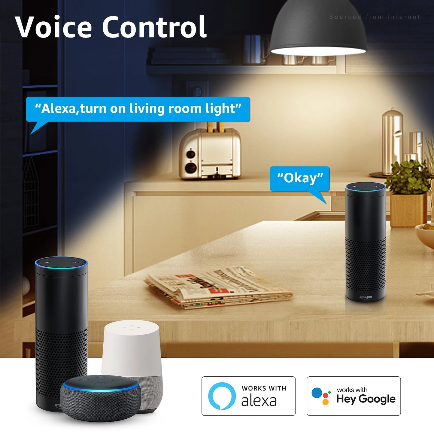 4 Pack Smart WiFi LED A19 Bulb, RGBCW Color Changing, Compatible with Alexa & Google Home & Echo Assistant