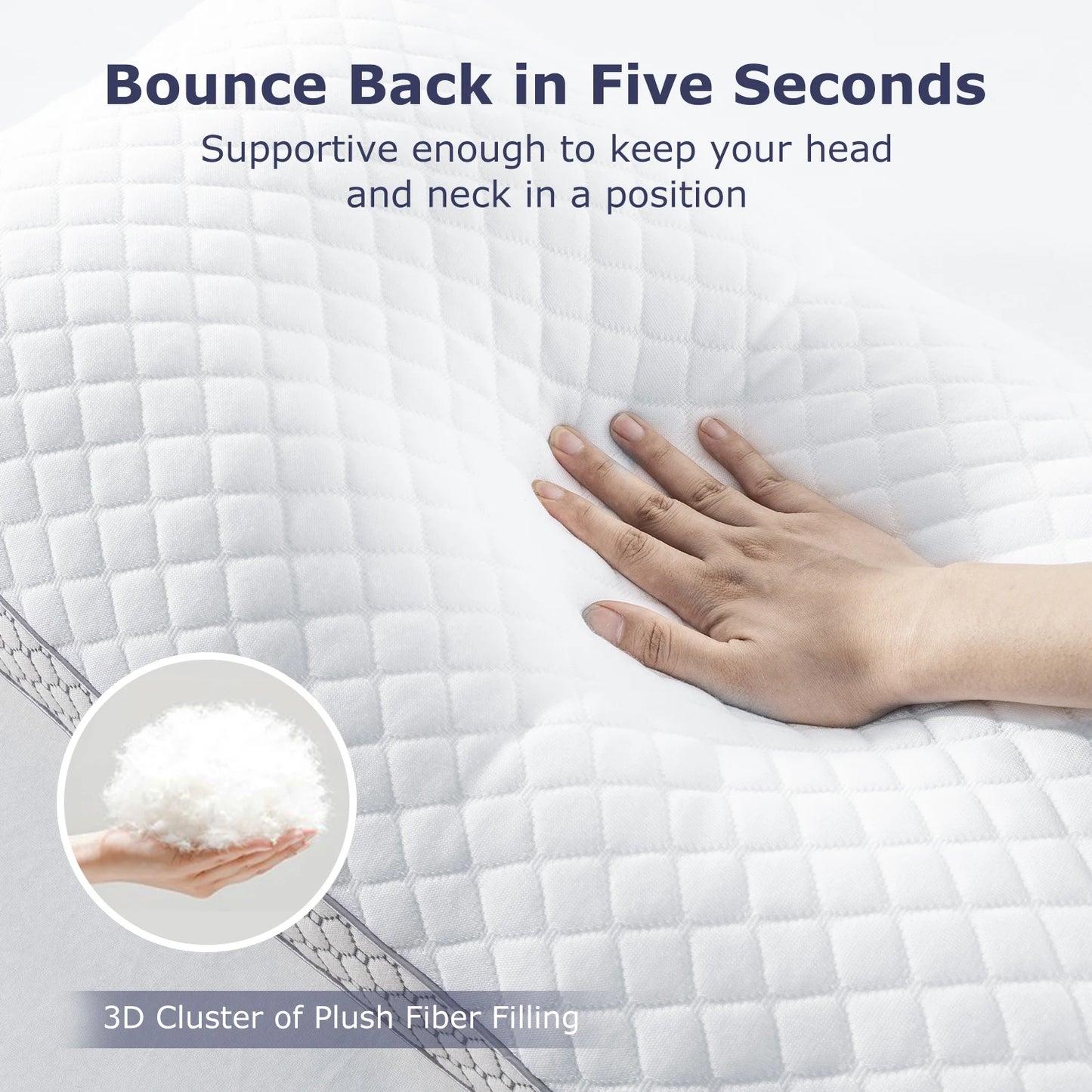 BedStory Standard Pillow Set of 2 – Soft Knitted Cover, Down Alternative Fill, Supportive & Breathable for All Sleep Positions