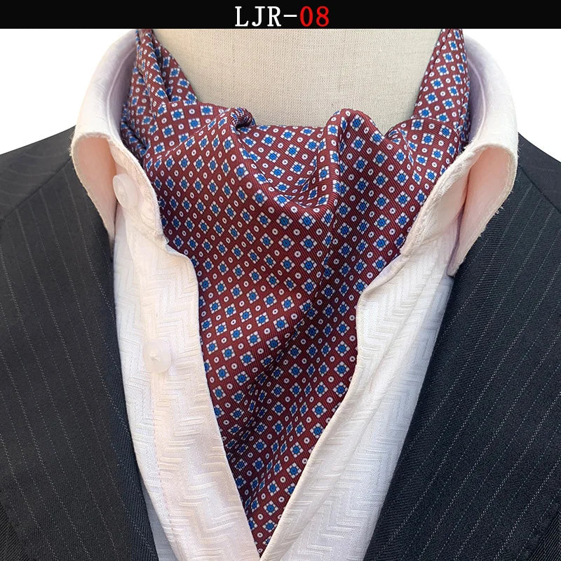 Luxury Men’s Ascot Tie & Pocket Square Set for Weddings, Business & Formal Wear