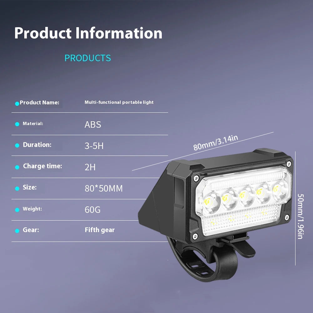 Bicycle Front Light Super Bright Bicycle Light Waterproof Bicycle Head Light 5 Level Dimmable Bicycle Headlight for Night Riding