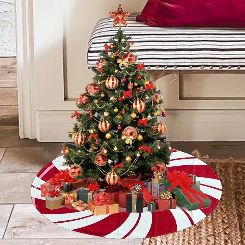 Christmas Tree Skirt Xmas Tree Mat Plush Trees Skirts Flowers Surround Bottom Carpet Base Round Cover Rug New Year Party Decor