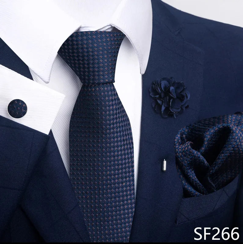 Luxury Green Floral Men’s Necktie Set .Tie, Pocket Square & Cufflinks