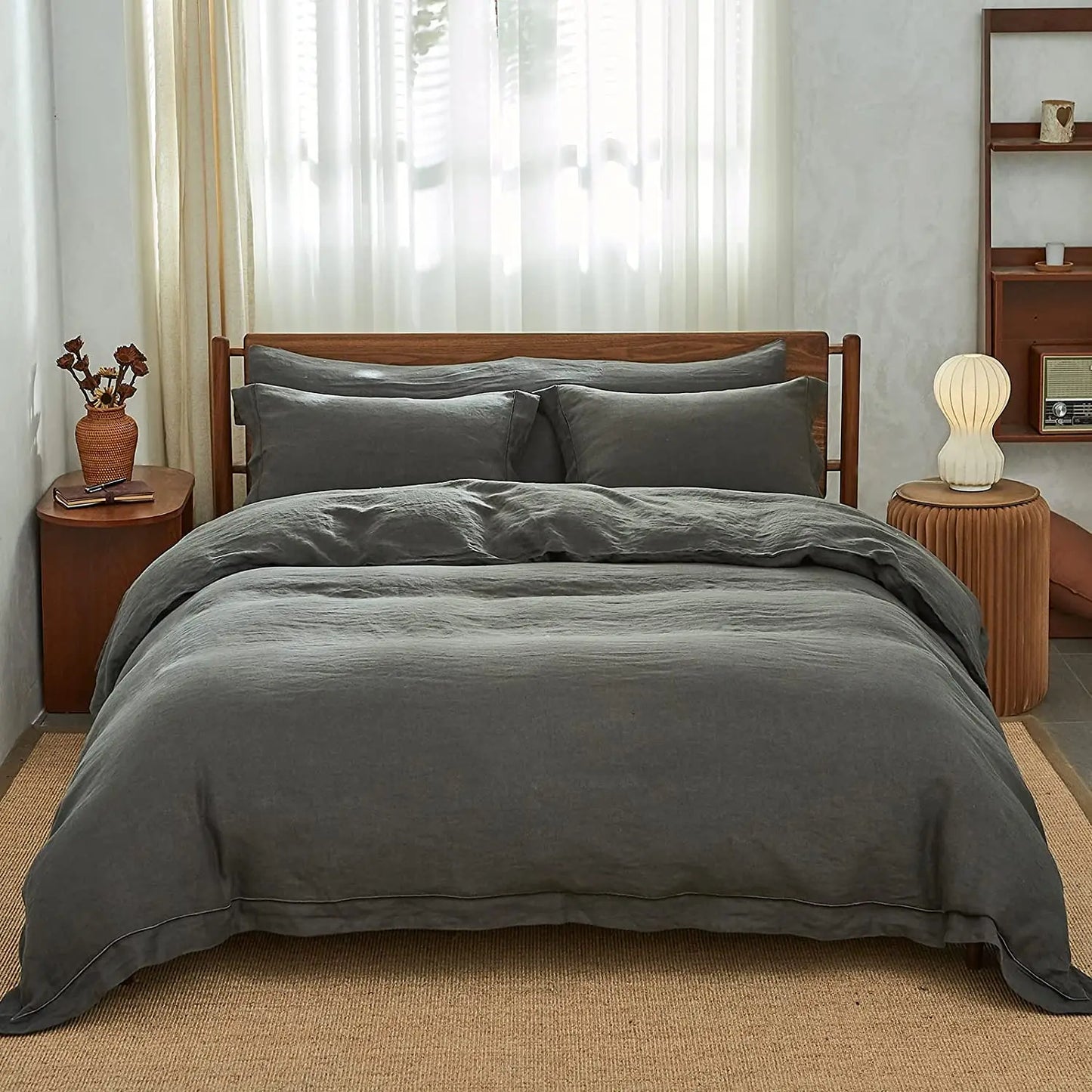 Simple Opulence 100 Percent Linen Bedding Set 3Pcs Queen