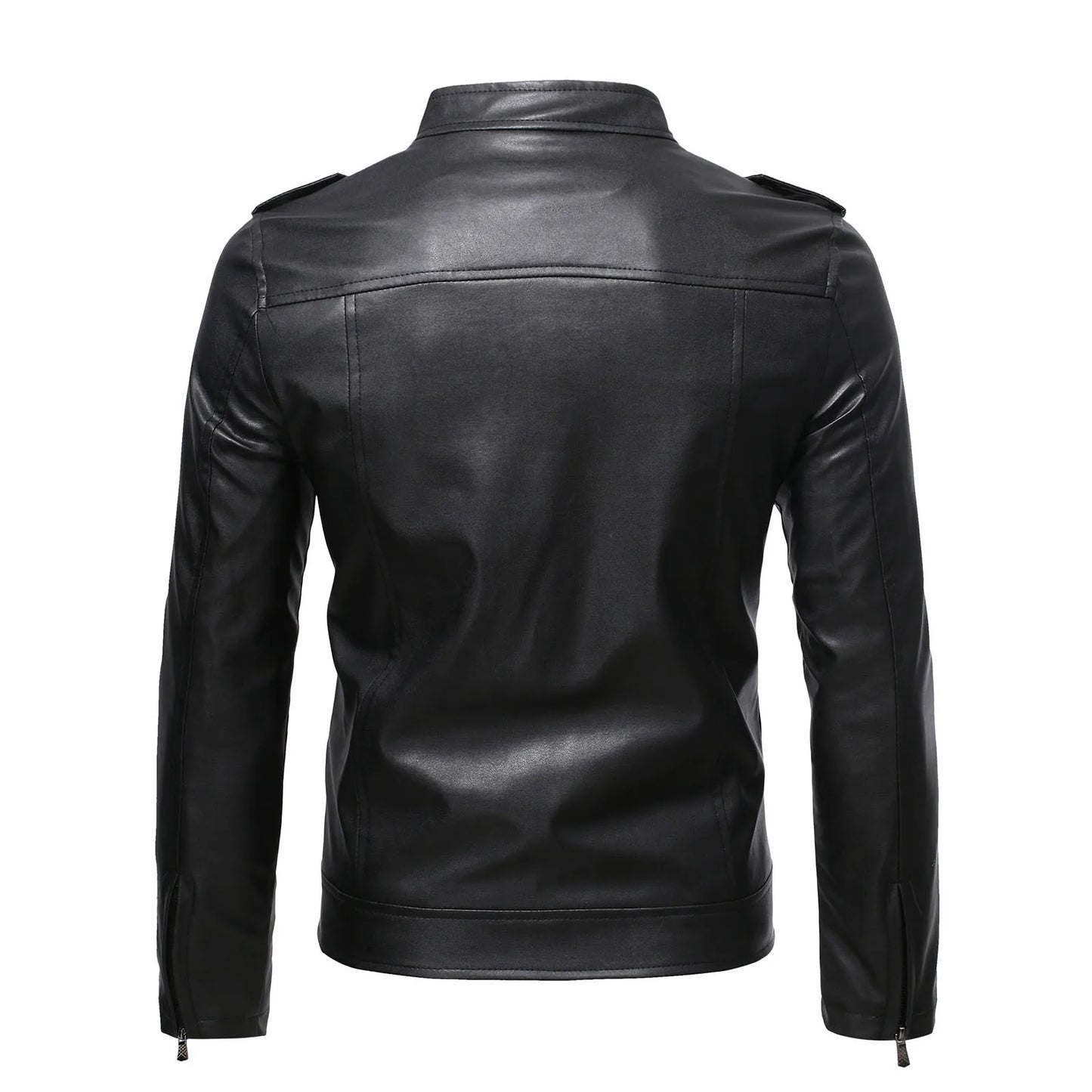 Men’s Faux Leather Bomber Jacket Slim Fit Zipper Fashion Coat
