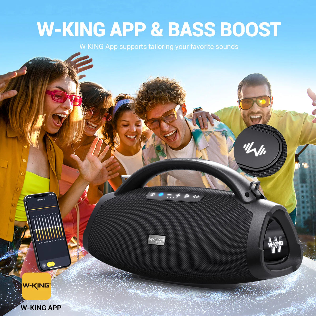 W-KING D20 Portable Bluetooth Speaker – 200W Peak Waterproof Outdoor Speaker