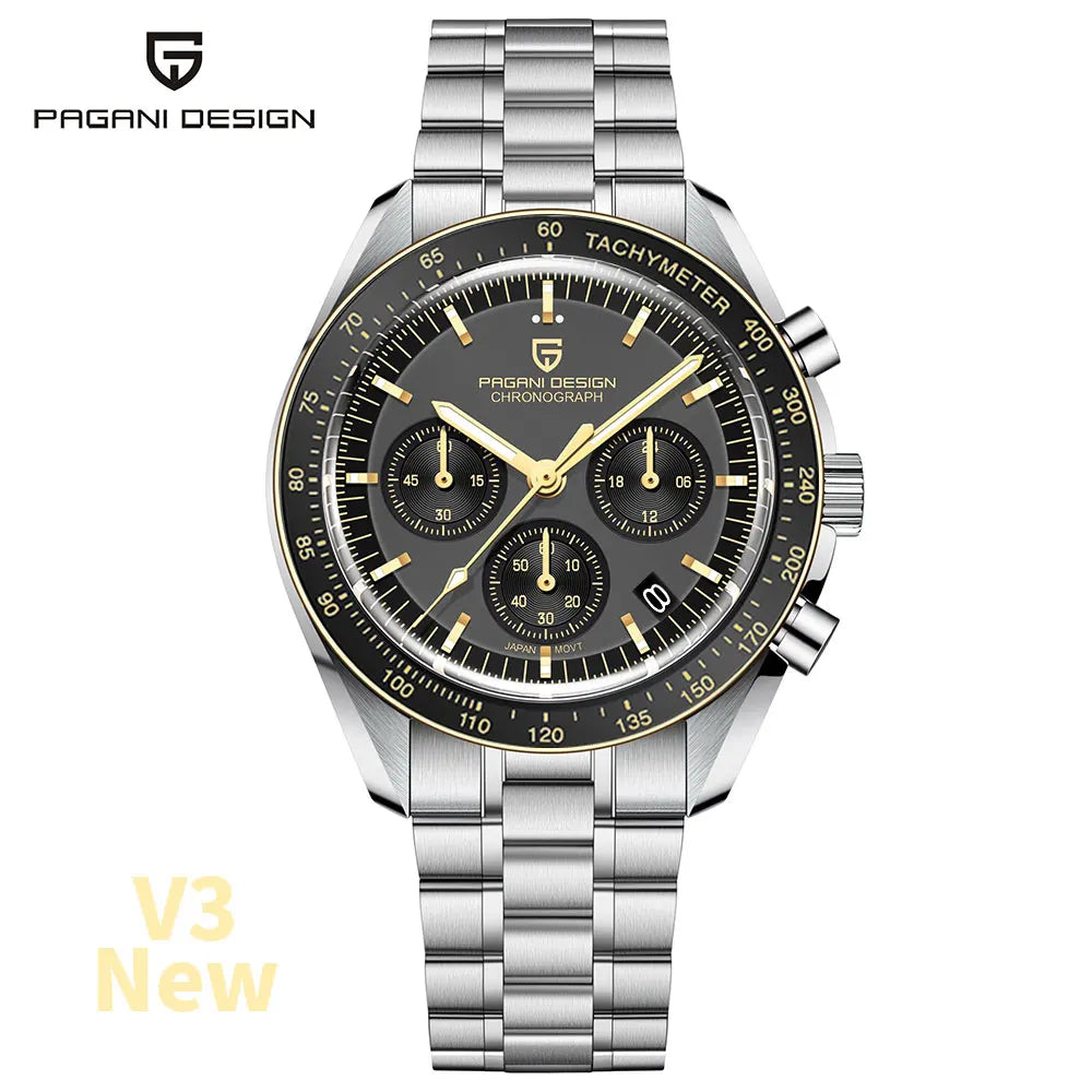 Men’s PAGANI DESIGN Watch – Stainless Steel Bracelet & Classic Round Dial