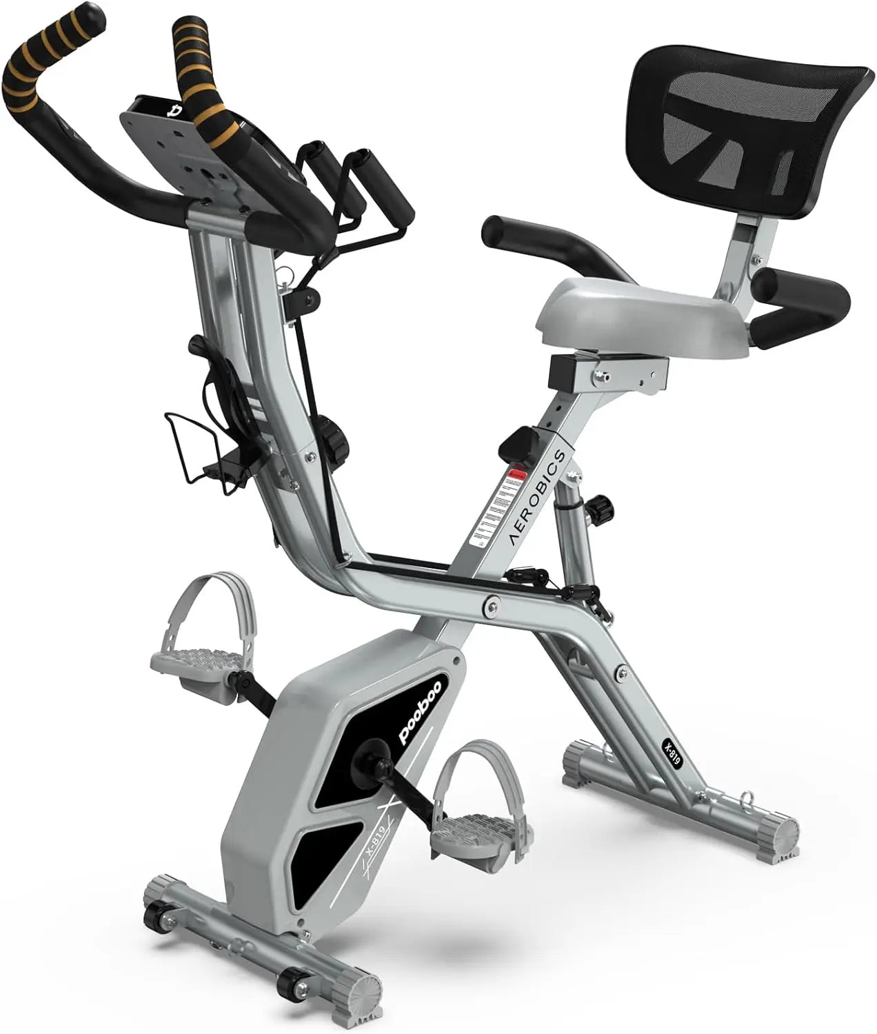 Folding Exercise Bike, Foldable Fitness Stationary Bike Machine, Upright Indoor Cycling Bike, Magnetic X-Bike with 8-Level Adjus