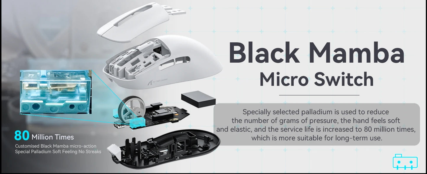 ATTACK SHARK X6 Lightweight Wireless Gaming Mouse, RGB Backlit Tri-Mode Mouse with PAW3395 Sensor for PC, Laptop & Mac
