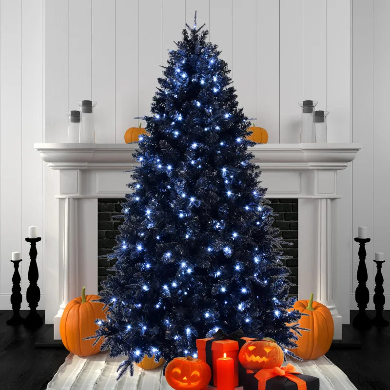 7FT Pre-Lit Black Artificial Christmas Tree with 450 White LED Lights . Premium Holiday Décor