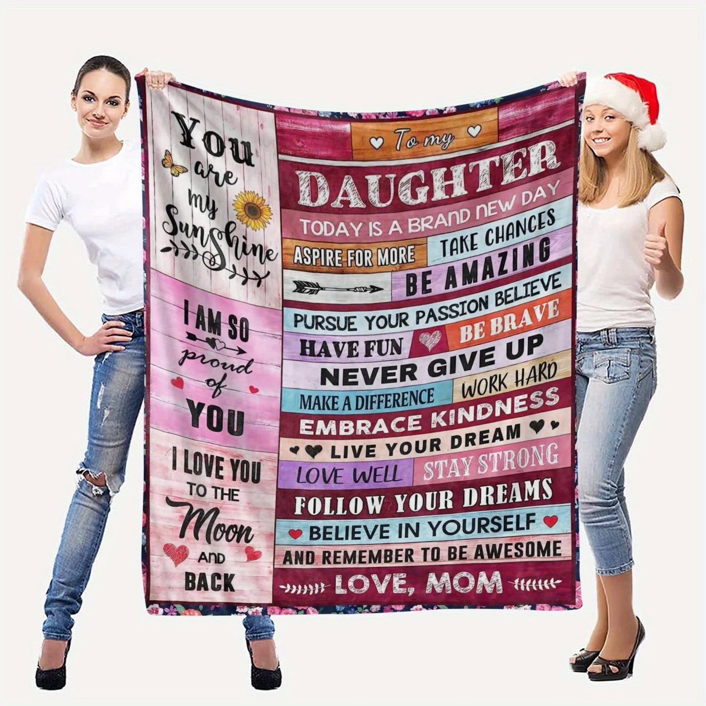 1pc Envelope Printed Flannel Blanket, To My Daughter From Mom Blanket For All Season, Warm Cozy Soft Throw Blanket Nap Blanket