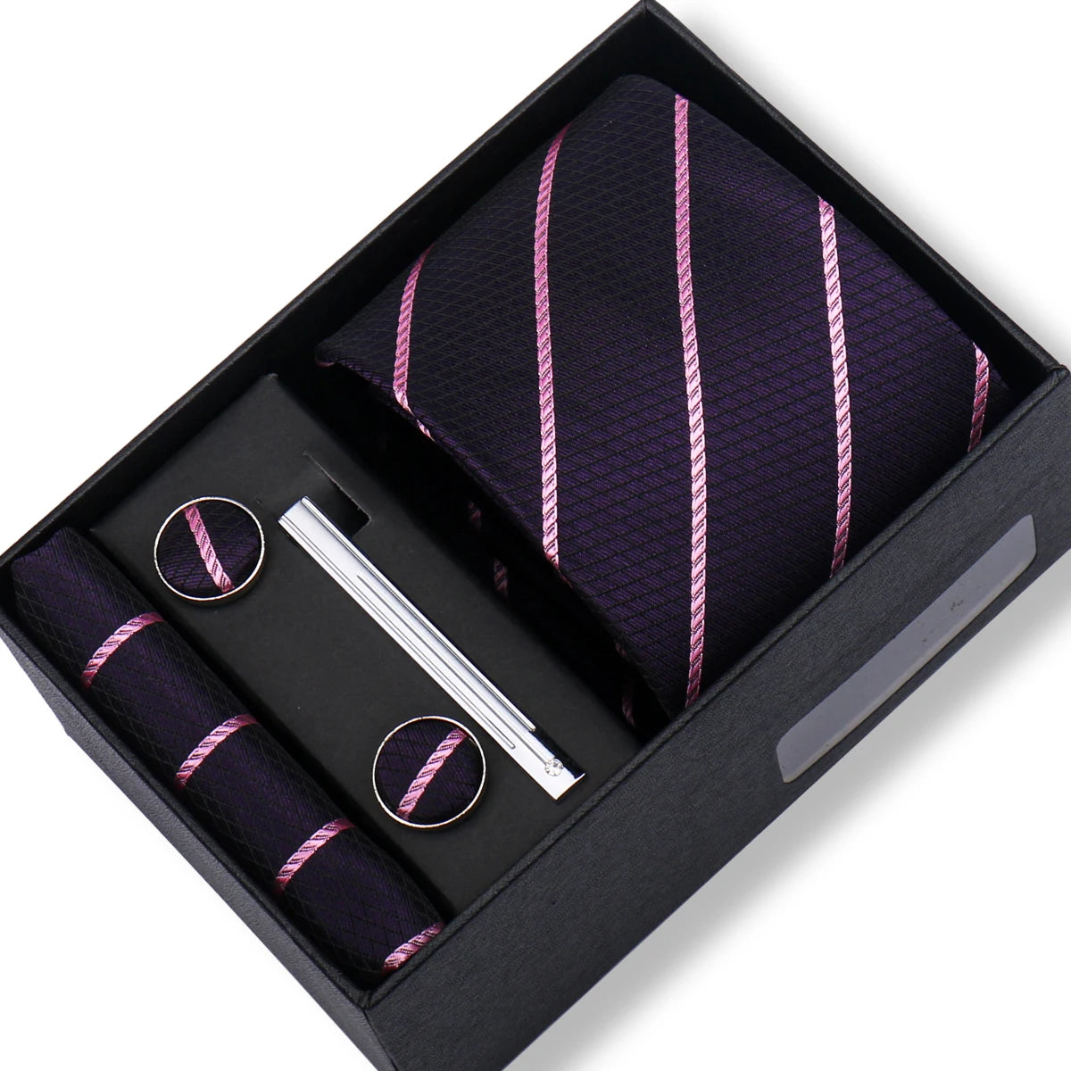 Tie Men With Box Top Quality Business Ties Hanky Cufflink Set Clips Green Necktie Corbatas For Men Wedding In Gift Box Gravatas