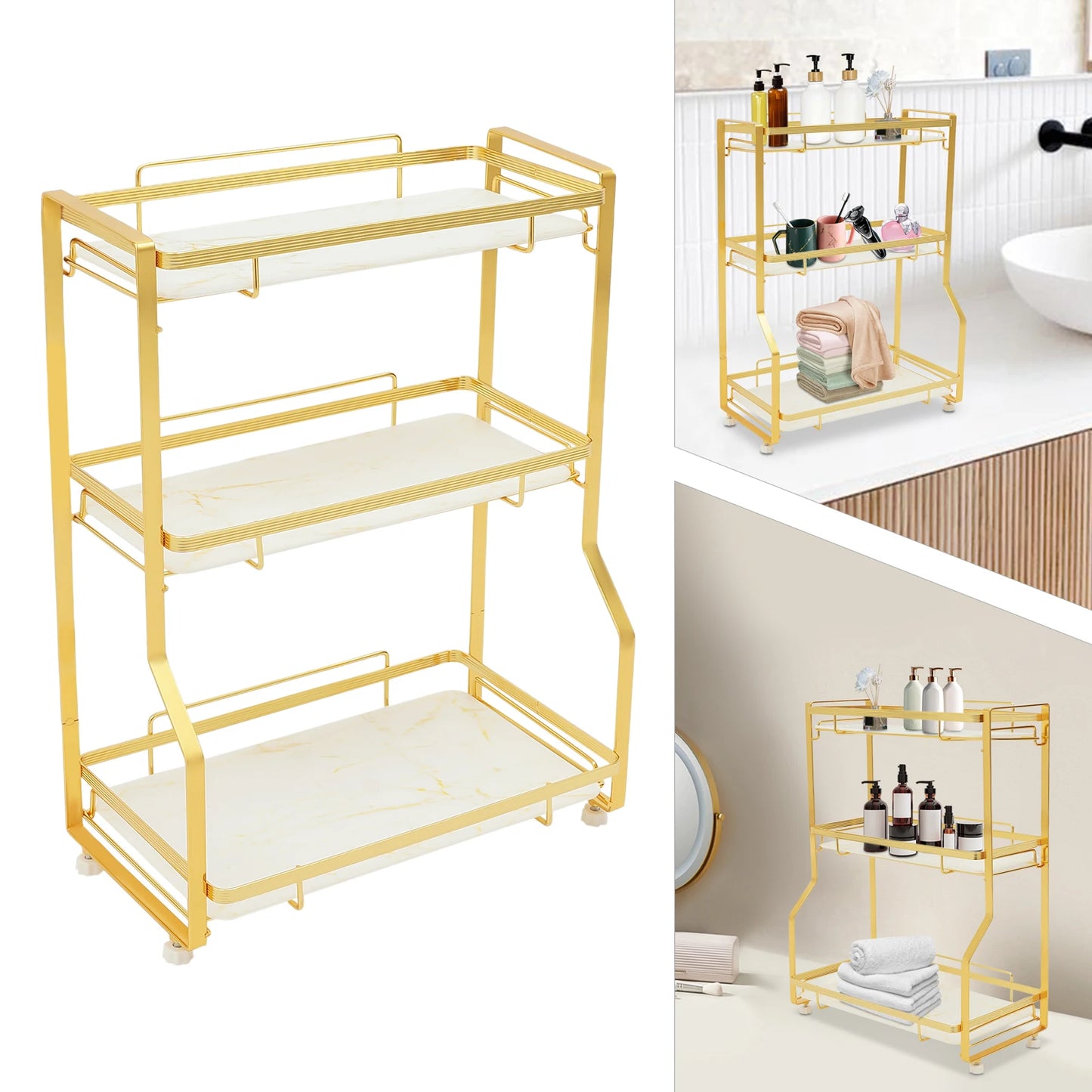 3 Tier Countertop Organizer Gold Vanity For Skincare Makeup