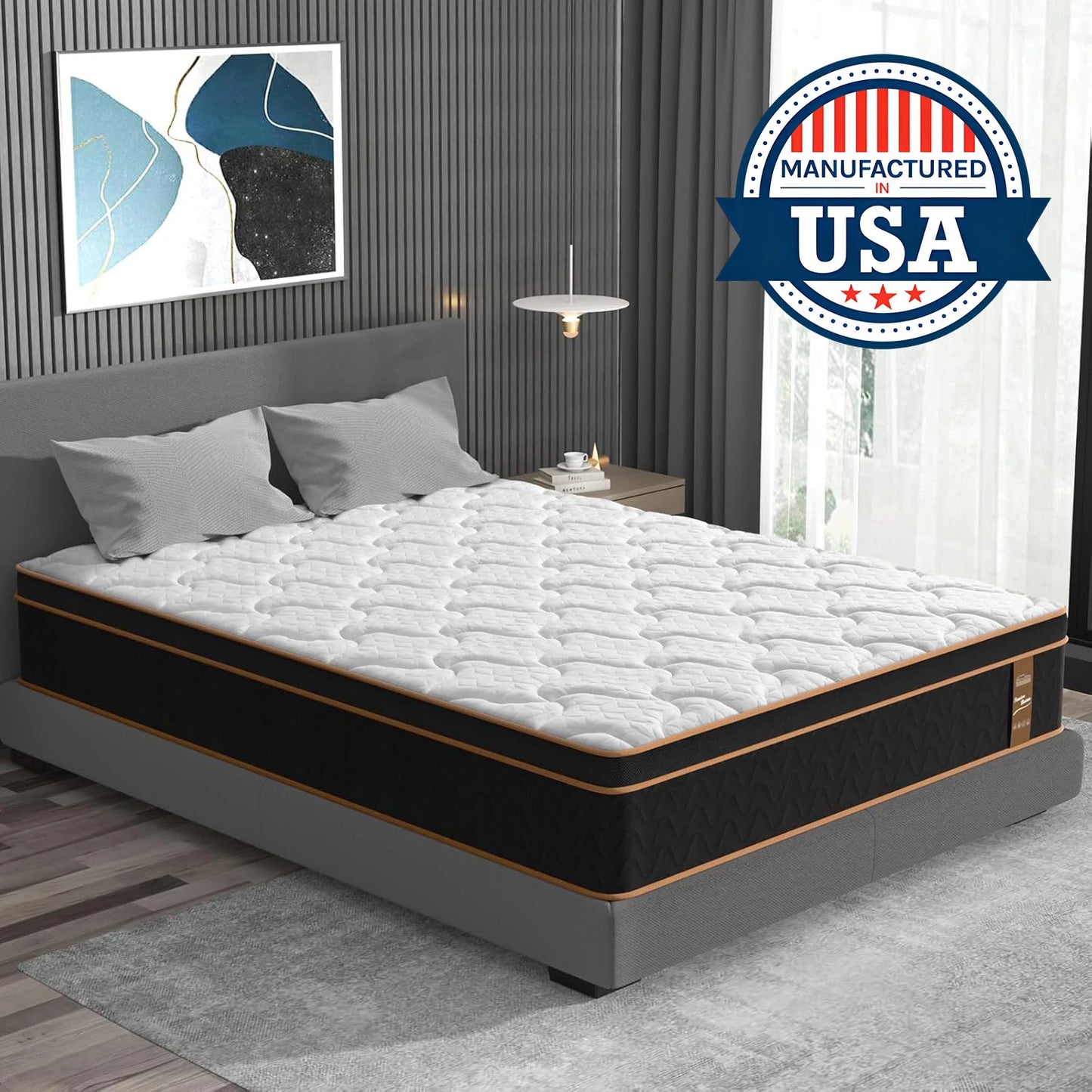 BedStory 10'' Hybrid Mattress, Twin/Full/King/Queen Size Mattress, Gel Memory Foam & Pocket Springs, Manufactured in USA